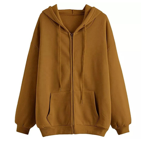 Oversized Hooded Zip-Up Custom <b>Hoodies</b> <b>Women</b> Solid Color Cotton Knitted <b>Long</b> Sleeve Custom <b>Hoodies</b> - Product Image 6