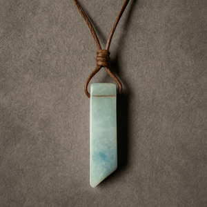 Caribbean Calcite Natural Crystal Unshaped Pendant Necklace with Adjustable <b>Rope</b> <b>Chain</b> for Men and Boys - Product Image 4