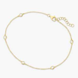 Chaîne de cheville en or massif 10k 14k 18k avec diamants de laboratoire ronds, style 'Diamonds By The Yard', pour superposition, fabrication et vente en gros - Product Image 3