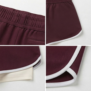 Shorts athlétiques 2 en 1 pour femmes, conçus avec une couche intérieure douce et confortable, ceinture confortable, coupe sportive tricotée. - Product Image 4