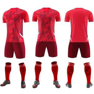 Maillot de sport d'été personnalisé pour hommes, ensemble complet de football respirant en polyester à col en V, kits de football respirants d'été OEM - Product Image 3
