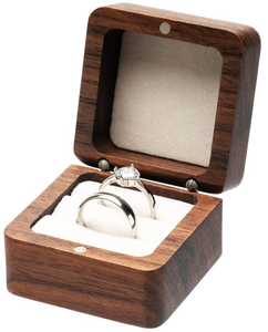 Anniversary Gift Engagement Wedding Ceremony Eco-Friendly Polished Double Square Wooden <b>Ring</b> <b>Box</b> - Product Image 2