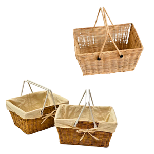 Panier de rangement en rotin tissé à la main de qualité supérieure avec cadre robuste, poignées et intérieur en tissu de coton - Product Image 1