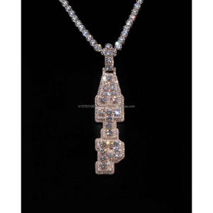 Collar de Lujo ATP con Colgante de Plata de Ley 925 con Certificado GIA, Chapado en Oro y Rodio, Estilo Hip Hop, Unisex, Premium, Brillante - Product Image 1