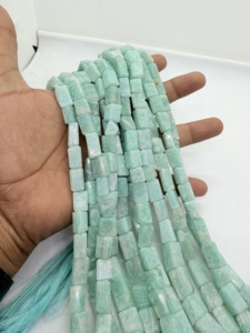 Perles de pierres précieuses naturelles en amazonite bleue, forme roulée, 10-15 mm, brin de 16 pouces, fabricant et grossiste de perles pour la fabrication de bijoux - Product Image 4