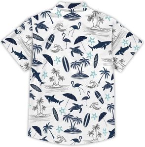Chemise décontractée à manches courtes pour homme, imprimé tropical hawaïen amusant, chemise boutonnée unisexe - Product Image 3