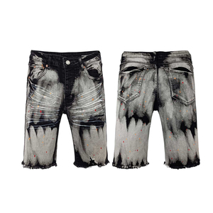Shorts de mezclilla casuales para hombre Snow Wash, de cintura media, transpirables, elásticos, con patchwork, de moda, ODM, tejidos, 100% algodón, de secado rápido - Product Image 6