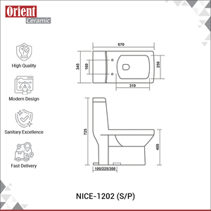 สุขภัณฑ์เซรามิกแบบตั้งพื้นทรงทันสมัยคุณภาพเยี่ยมราคาประหยัด สีขาว ชักโครกแบบชิ้นเดียวจากอินเดีย - Product Image 3