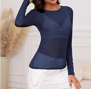 Camisetas de malla transparente para mujer, para fitness, verano, playa, ropa de baño, colores y tallas personalizables, camisetas de malla de red para mujer - Product Image 3