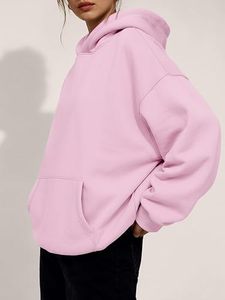 Lite <b>Pink</b> Oversized Women Hoodie Pullover <b>Sweatshirt</b> with Pocket for Casual Wear - Product Image 3