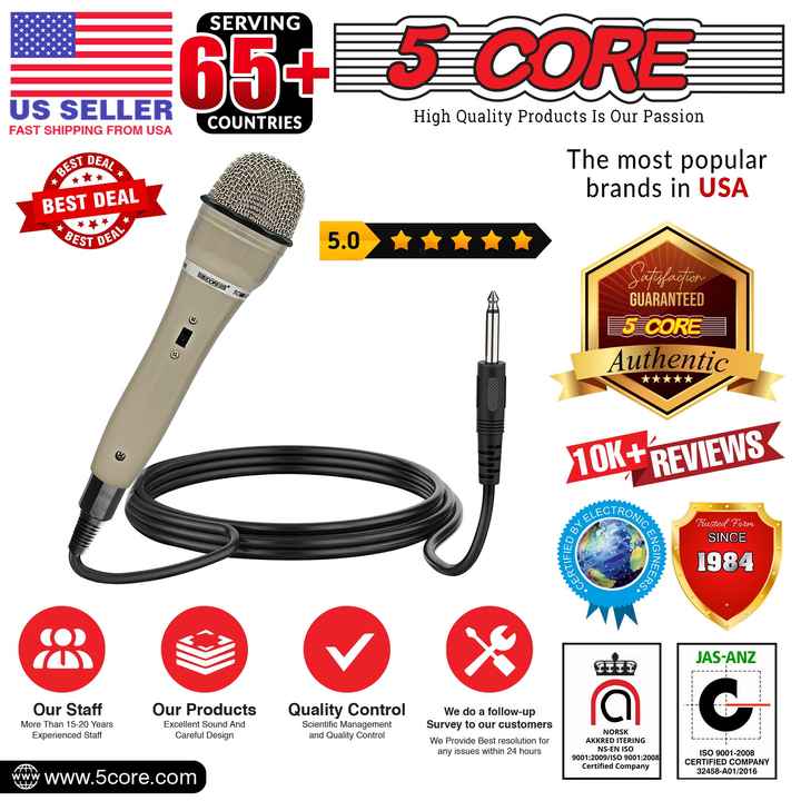 2pcs PM-301 Cardioid Unidirectional Handheld Mic 5 CORE Dynamic Microphone Switch XLR Audio Cable for Public Speaking Karaoke