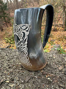 Chopes à boire en corne de buffle Viking de qualité supérieure - Corne naturelle polie pour l'ale, le miad et les événements médiévaux - Product Image 2