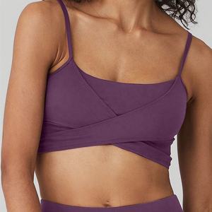 Women Plus Size Ivory Asymmetrical Neck <b>Spaghetti</b> Strap Sports Bra With Cut-Out Design Medium Support Yoga Activewear Seamless - Product Image 6