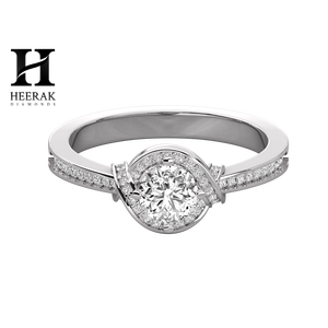 Bague de fiançailles en or 14 carats avec halo de diamants torsadés - Bijou élégant en diamant de laboratoire/naturel - Product Image 3