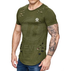 Camiseta de Verano para Hombre, Manga Corta, Estilo Desgastado, 100% Algodón, Color Personalizado, Transpirable, Diseño Moderno - Product Image 3