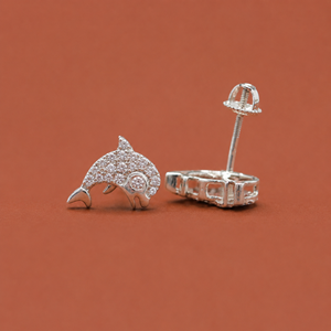 Boucles d'oreilles en argent sterling 925 avec moissanite en forme de dauphin et diamant moissanite étincelant - Product Image 3