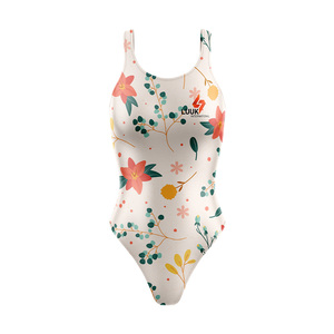 Traje de Baño de Una Pieza Ecológico para Mujer, Spandex/Poliéster, Cuello Redondo, Diseño sin Costuras, Secado Rápido, Impresión por Transferencia de Calor, Talla Grande - Product Image 5