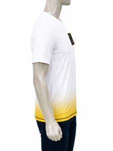 เสื้อแรชการ์ดแขนสั้นสีขาวเหลืองไล่เฉดสีสำหรับผู้ชาย ทำจากโพลีเอสเตอร์ - Product Image 3