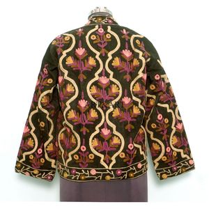 Handmade Unique Hand Embroidered 100% Cotton Cotrise <b>Jacket</b> Women Full Sleeves <b>Mandarin</b> <b>Collar</b> Breathable Eco-Friendly Quick Dry - Product Image 5