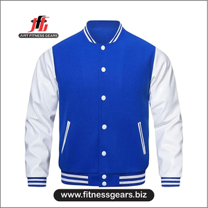 Chaqueta Varsity Personalizada Ecológica para Hombre JUST FITNESS GEARS, Roja y Negra con Bordado Frontal, Estilo Casual para Invierno, Poliéster/Algodón - Product Image 4