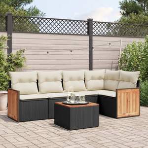 Set Divano da Giardino in Rattan PE Nero con Piedini Regolabili, Misura Media e Design Elegante - Product Image 1
