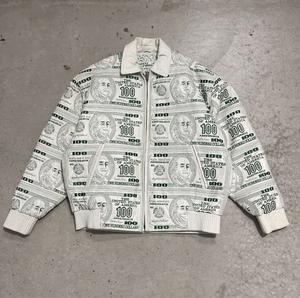 Blouson en cuir pour homme avec imprimé dollar, fermeture éclair, imperméable, respirant, éco-responsable, style streetwear et sportswear - Product Image 5