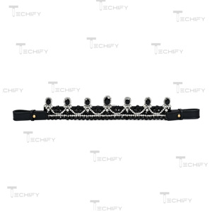 Diadema de cristal negro para caballo – Accesorio ecuestre de cuero con diamantes de imitación de lujo - Product Image 6
