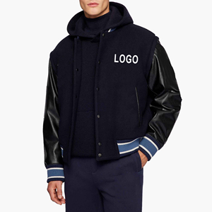 Chaqueta Varsity de Invierno con Diseño Geométrico de Animales, Impresión por Transferencia Térmica en la Parte Delantera, Impermeable, Reversible, de Lana y Cuero, Fabricante OEM - Product Image 1