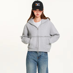 Chaqueta Corta y Ancha con Capucha para Mujer, Marca de Moda, 350G, Patrón Personalizable, con Forro Polar Grueso y Doble Cremallera - Product Image 5