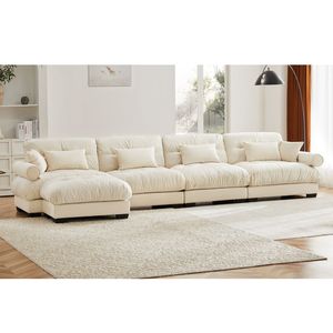 Divano Angolare Moderno in Velluto a Forma di L, Convertibile, Profondo, 4 Posti, Modulare, Comodo, Imbottito per Soggiorno - Product Image 2