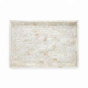Plateau en nacre rond avec incrustation de coquillages, plateau de service décoratif pour table basse, plateau en mosaïque MOP, prix d'usine en gros - Product Image 6