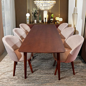 Enlander <b>6</b>-Seater <b>Dining</b> <b>Set</b> Modern Rectangle Design Comfortable Solid Brown Ash Wood for Hotel Apartment Villas Wholesale - Product Image 1