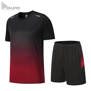 Custom Logo Men Shirt & Short <b>Tracksuit</b>, Quick Dry Gym Fitness Sportswear, Wholesale Blank Breathable Running T Shirt Shorts Set - Product Image 1