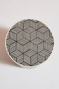 Modern Round Resin Inlay MDF Side Table With Geometric Pattern And Gold Base For Living Room Decor Wholesale B2b Supply - Product Image 3