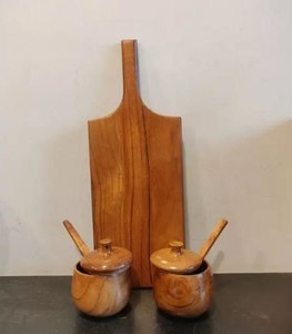 Boîte en bois naturel de style vintage avec plateau, pots de rangement décoratifs multifonctionnels en bois, boîte à pots au meilleur prix - Product Image 1