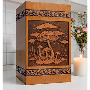 Handcrafted Wooden Urn <b>Box</b>, Mushroom Forest Engraved <b>Memorial</b> <b>Keepsake</b> <b>Memorial</b> <b>Keepsake</b> by AYAANS - Product Image 1