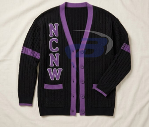 NCNW Sorority Cardigan <b>Sweater</b> Purple Embroidery Stylish College Apparel for Women Winter Knitwear Casual Acrylic Knit <b>Sweater</b> - Product Image 1