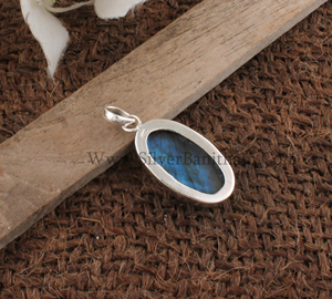 Pendentif en labradorite bleue naturelle sculpté à la main, collier en argent sterling 925, pierre précieuse, bijoux vintage pour femmes, cadeau d'anniversaire - Product Image 6