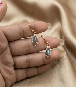 Pendientes de Labradorita Azul Fuego, Plata de Ley 925, Chapados en Oro Rosa y Oro Amarillo, Hechos a Mano, Joyería Boho - Product Image 5