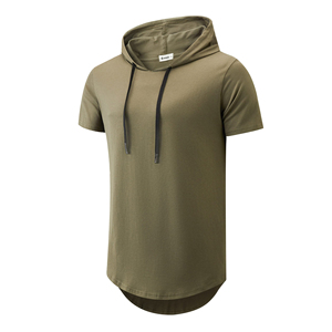 Camiseta de Manga Corta con Capucha para Hombre, Corte Curvo, Ropa Deportiva para Gimnasio, Sudadera Atlética, Corte Regular, Top de Verano, Ropa con Logotipo Personalizado - Product Image 1