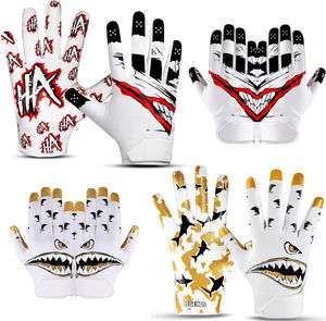 Gants de football américain pour receveur, adhérence collante, antidérapants, avec sangle de poignet réglable et fermeture auto-agrippante, gants de sport à doigts complets - Product Image 5