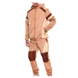 Ensemble survêtement coupe-vent homme personnalisé bicolore 2 pièces : veste à capuche et pantalon – Tenue de sport décontractée streetwear - Product Image 2