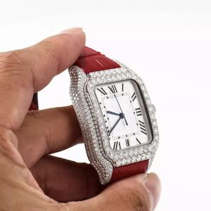 Wholesale Supply Red Leather <b>Iced</b> <b>Out</b> Dial Diamond <b>Watch</b> for Global Retail Promotions and Resale Available for Export Price - Product Image 4