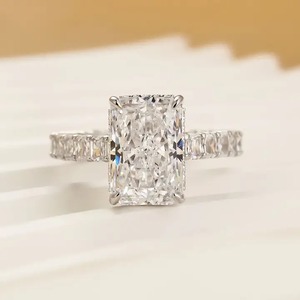 Anillo de Compromiso de Plata de Ley 925 con Moissanita de 5.0 Quilates, Corte Radiante, Chapado en Oro Blanco, para Mujer, con Claridad VVS, India - Product Image 4