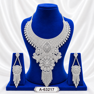 Dubai Style Gold Jewelry Set – Long Layered Necklace, Earrings & <b>Ring</b> for Bridal Wear A-63220 - Product Image 3
