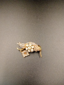 <b>Gold</b> Plated Bird Brooch With Crystal Rhinestones Round Brilliant Cut Animal Shape Women's Fashion Accessory Gift - Product Image 5
