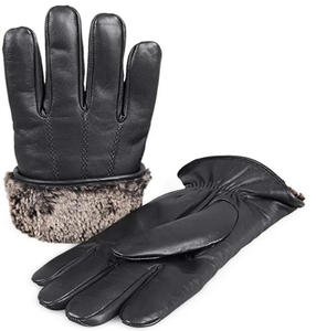 Gants de conduite pour femme en cuir de mouton marron, à doigts complets, chauds pour l'hiver, avec fermeture éclair sécurisée - Product Image 4