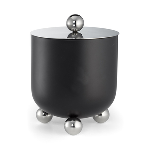 Astro Bar <b>Ice</b> Bucket By Trading Company Featuring Matte Black Finish Insulated Double Wall Polished Metal Lid Use For Parities - Product Image 1