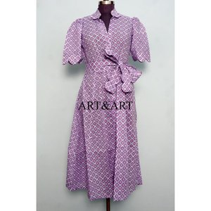 Robe élégante en coton 100% style kangourou, coupe A, manches courtes, fabriquée à la main en Inde, magnifique, confortable, idéale pour les fêtes, robe midi pour femmes - Product Image 1