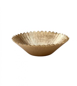 Bol à fruits rond en aluminium à bords incurvés, finition dorée, pour usage domestique et en restaurant, taille et finition personnalisées disponibles - Product Image 2